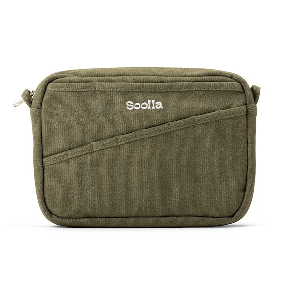 Soolla® Deep Forest Green Studio Pouch – Dark Green Canvas Journal Bag | A5 Art & Stationery Pouch | Artist Supply Bag
