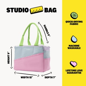 a picture of a tote bag with measurements