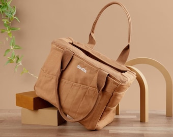 NEW: Cinnamon Soolla® Studio Bag, Pottery Tool Bag, Sewing, Knitting Project Bag, Craft Organizer, Brown Art Supply Bag for Adults