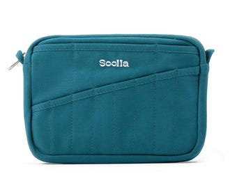 Soolla® Aquamarine Studio Pouch – Blue-Green Canvas Journal Bag | A5 Artist & Stationery Pouch | Art Supply Bag