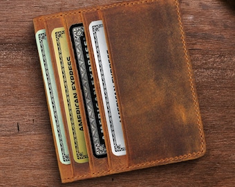 Personalized Leather Card Holder Wallet | Slim Custom Wallet | Credit Card Wallet | Mens Wallet for Fathers Day | Christmas Gift for Him