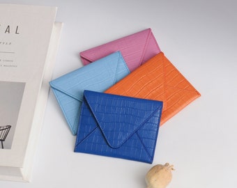 Personalized Croc Leather Envelope Wallet | Leather Cash Wallet for Women | Handmade Card Money Envelope | Christmas Gift | Clutch Purse