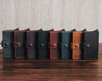 Personalized Leather Pop-Up Wallet, Handmade RFID Card Holder, Slim Front Pocket Wallet, Christmas Gift , Fathers Day Gift
