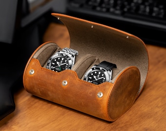 Estuche de piel personalizado para reloj, caja para Apple Watch, estuche de viaje para reloj, regalo navideño hecho a mano, estuche para reloj de piel de grano completo