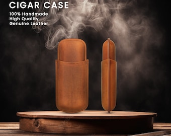 Personalized Cigar Case | Leather Travel Cigar Case | Handmade 2 Finger Cigar Case | Groomsmen Cigar Holder | Anniversary Gift for Husband