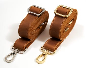 Personalized Leather Replacement Strap for Bags and Cases, Handmade Straps with Silver and Gold Buckles | Crossbody Strap | Purse Strap