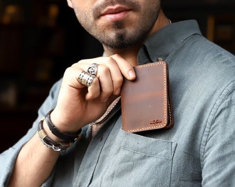 Custom Mens Leather Wallet | Front Pocket Custom Slim Wallet | Engraved Handmade Credit Card Holder | Christmas Gift for Him | Bifold Wallet