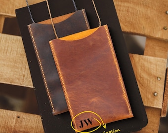 Personalized Leather Crossbody Bag | Handmade Phone Case with Card Holder | iPhone 15, 14, 13 Case | Phone Pouch with Strap | Christmas Gift