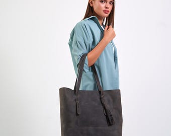 Personalized Leather Tote Bag for Women | Handmade Tote Bag | Custom Shoulder Bag | Laptop Bag | Back to School Gift | Christmas Gift Ideas