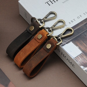 Customized Leather Keychain for Him | Personalized Keychain Ring | Handmade Key Tag | Leather Key Holder | Coordinate Keychain | Keyfob Gift