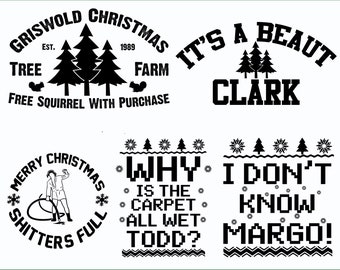 Christmas Vacation SVG Design Bundle #3. Includes 5 unique designs. PNG DFX also included. Perfect for shirts or mugs. Downloadable product.