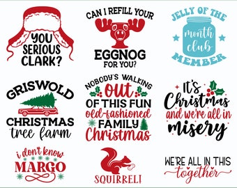 Christmas Vacation SVG Design Bundle. PNG and AI included. 12 unique designs. Perfect for t-shirts, sweaters or mugs. Downloadable product.