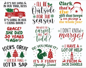 Christmas Vacation SVG Design Bundle 2. PNG DFX included. 14 unique designs. Perfect for t-shirts, sweaters or mugs. Downloadable product.