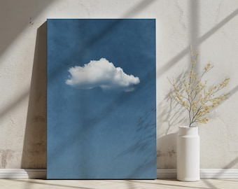Blaue Wolke Wandkunst: Abstrakter Himmel Wolke Wandbild - Minimalistischer neutraler Poster Druck (Digitaler Download)