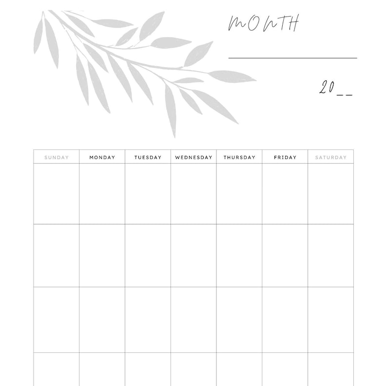 Monthly Blank Calendar Monthly Printable Digital Download Blank monthly-blank-calendar-monthly-printable-digital-download-blank