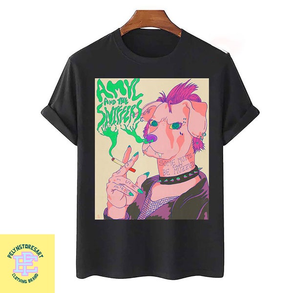 Rook kunst T-shirt, Amyl en de Sniffers Mandalay shirt, grappige hond vintage shirt, Amy Taylor shirt, hond punk rock shirt, grappig shirt