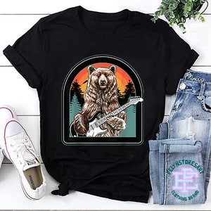 Lustiges Bär spielt Gitarre T-Shirt, lustiges Bär Shirt, Bär Vintage Shirt, Bär Unisex T-Shirt, Bär spielt Gitarre Shirt, Bär Shirt