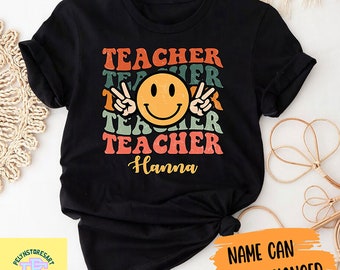 Personalized Retro Teacher Name T-Shirt, Custom Teacher Shirt, Teacher Name Vintage Shirt, Personalized Teacher, School Shirt, Teacher Tee