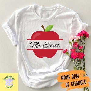 Personalized Name Apple Teacher T-Shirt, Custom Teacher Shirt, Teacher Name Vintage Shirt, Personalized Teacher, School Shirt, Teacher Tee