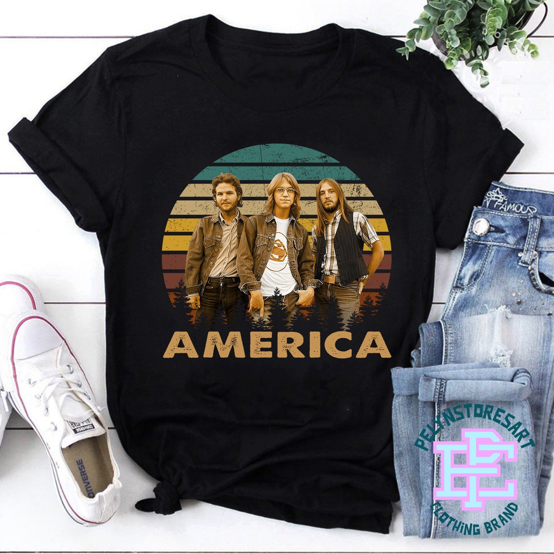 America Band Tshirt Rock Band Shirt Retro America Band Etsy