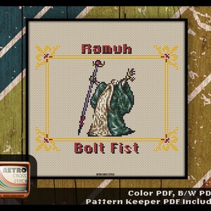 Final Fantasy 6 ispirato Ramuh Cross Stitch Pattern / Decorazione domestica nerd fai da te / Creazione geek / Progetto artigianale per giocatori / Grafica retrò