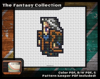 Final Fantasy 6 Inspired Setzer Character Cross Stitch Pattern | Small Project | Geeky crafting | Retro graphics | PDF/Pattern Keeper