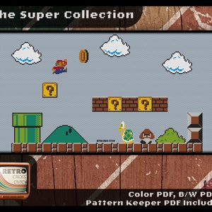 Super Mario Bros Inspired Cross Stitch Pattern | Geeky crafting gift | Mario Xstitch | Fun for gamers | Retro graphics | PDF/Pattern Keeper