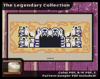 Zelda Inspired Dungeon 6 Entrance Cross Stitch Pattern | Geeky crafting gift | Fun Retro graphics | Zelda NES | PDF/Pattern Keeper