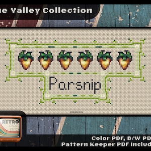 Stardew Valley-inspirerat korsstygnsmönster med palsternacka | Nördig heminredning för hemmafixare | Nördigt pyssel | Hantverksprojekt för gamers | Retrografik