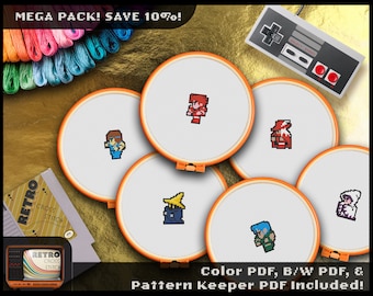Final Fantasy 1 Inspired Character Cross Stitch Pack | DIY nerdy home décor | Geeky crafting gift |  Cross stitch project for gamers