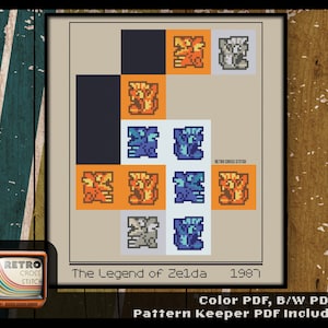 Zelda Inspired Retro Pop Art - Blocks - Cross Stitch Pattern | Geeky Craft | Large Project | Video Game | Bauhaus Style