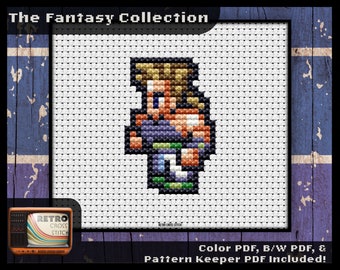 Final Fantasy 6 Inspired Sabin Character Cross Stitch Pattern | Small Pattern | Geeky crafting | Retro graphics | PDF/Pattern Keeper