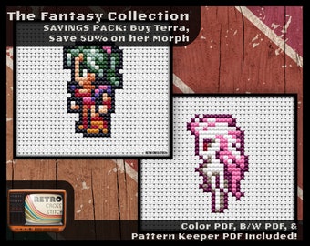 Final Fantasy 6 Inspired Terra Version and Morph Version Character Cross Stitch Pattern | Geeky craft | Retro graphics | PDF/Pattern Keeper