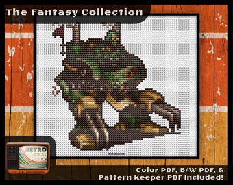 Final Fantasy 6 Inspired M-Tek Armor Cross Stitch Pattern | Magitek Cross Stitch | Geeky crafting gift | Retro graphics | PDF/Pattern Keeper