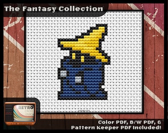 Final Fantasy 1 Inspired Black Mage Cross Stitch | DIY nerdy home décor | Geeky crafting gift |  Small project for gamers | Retro graphics