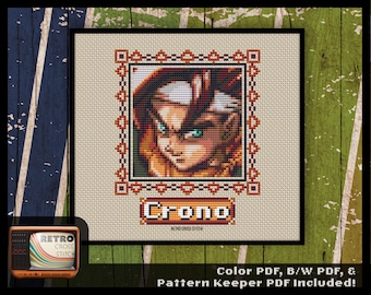Chrono Trigger Inspired - Crono Portrait Cross Stitch Pattern | Small Geeky Craft Project | PDF/Pattern Keeper | RPG Video Game
