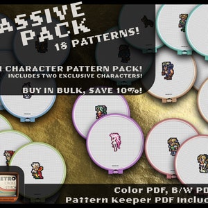 Final Fantasy 6 Inspired Character Mega Pack Cross Stitch Pattern | Geeky craft | Retro graphics | PDF/Pattern Keeper