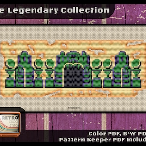 Zelda Inspired Dungeon 4 Entrance Cross Stitch Pattern | Geeky crafting gift | Fun Retro graphics | Zelda NES | PDF/Pattern Keeper