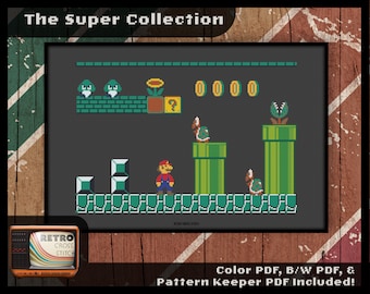 Super Mario Bros 1 Inspired - Scene 2 Cross Stitch Pattern | Geeky crafting gift | Mario Xstitch | Retro graphics | PDF/Pattern Keeper