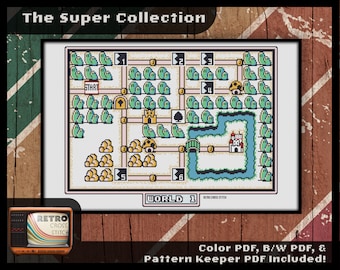 Super Mario Bros 3 - Modèle de point de croix inspiré du monde 1 | Artisanat geek | Mario Xstitch | Projet énorme pour les joueurs | PDF/gardien de modèle