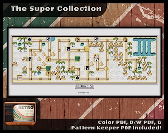 Super Mario Bros 3 - World 2 Inspired Cross Stitch Pattern | Geeky crafting | Mario Xstitch | Huge project for gamers | PDF/Pattern Keeper