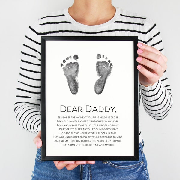 Printable Baby Footprint Poem for Dad | Gift for dad, Father's Day, holiday, new dad, parent