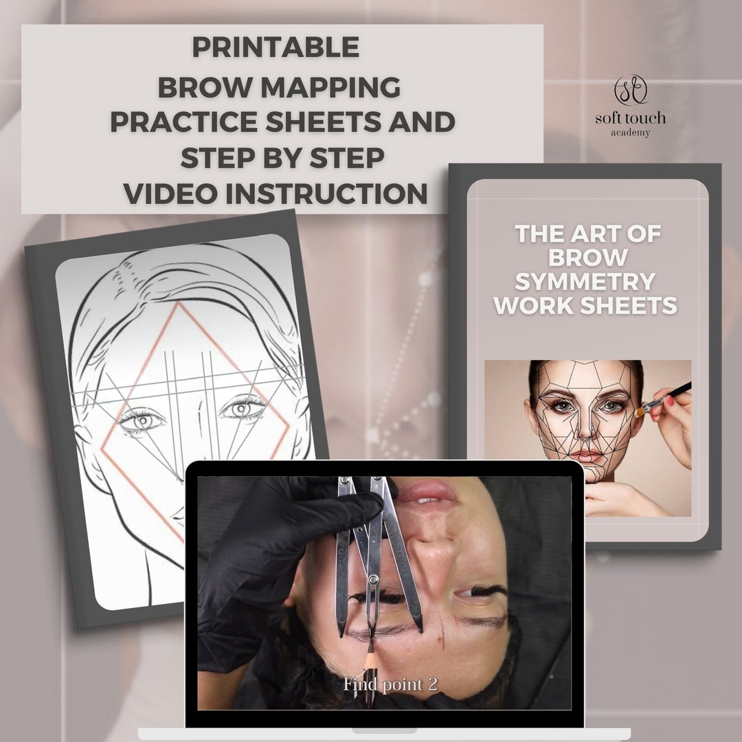 Eyebrow Mapping Video Practice Sheets Face Shape Guide Face - Etsy