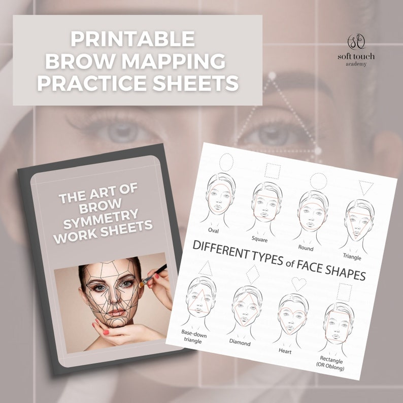 Eyebrow Mapping Video Practice Sheets Face Shape Guide Face - Etsy