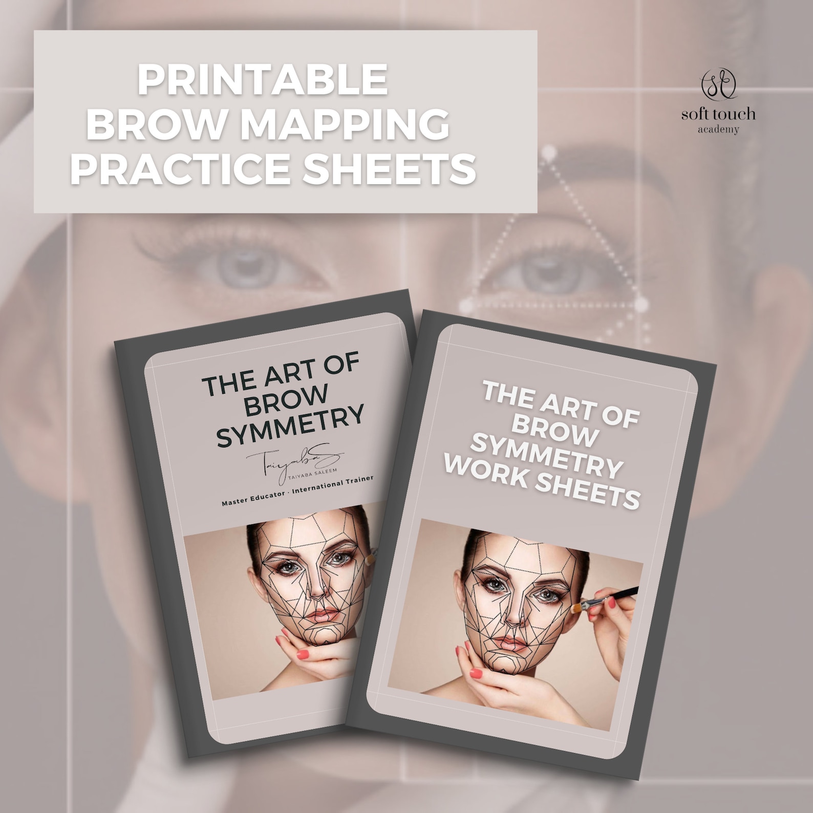 Eyebrow Mapping Practice Sheets, Face Shape Guide, Printables for
