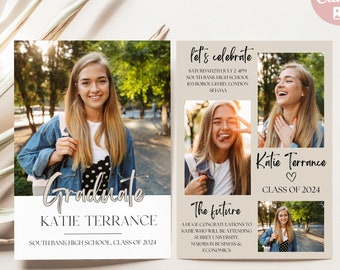Editable Graduation Invitation 2026 Modern Graduation Announcement, Senior High school Graduation Party, Gender neutral Graduation Invite