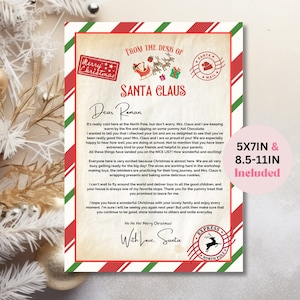 Editable Personalized Kids Letter from Santa Claus From The Desk of Santa Christmas Eve North Pole Mail  Instant Download Printable Template