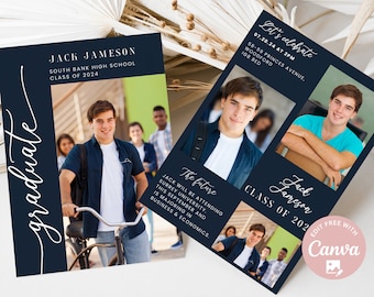 Editable Boys Graduation Invitation 2026 Modern Graduation Announcement Senior High school Graduation Party, Class of 2026 Graduation Invite