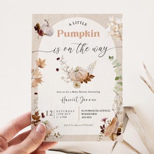 Editable Gender neutral Our Little Pumpkin Fall Baby Shower Invite Boho Halloween Baby Shower Invite  Digital Download Printable Fall invite