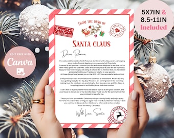Editable Personalized Kids Letter from Santa Claus From The Desk of Santa Christmas Eve North Pole Mail  Instant Download Printable Template